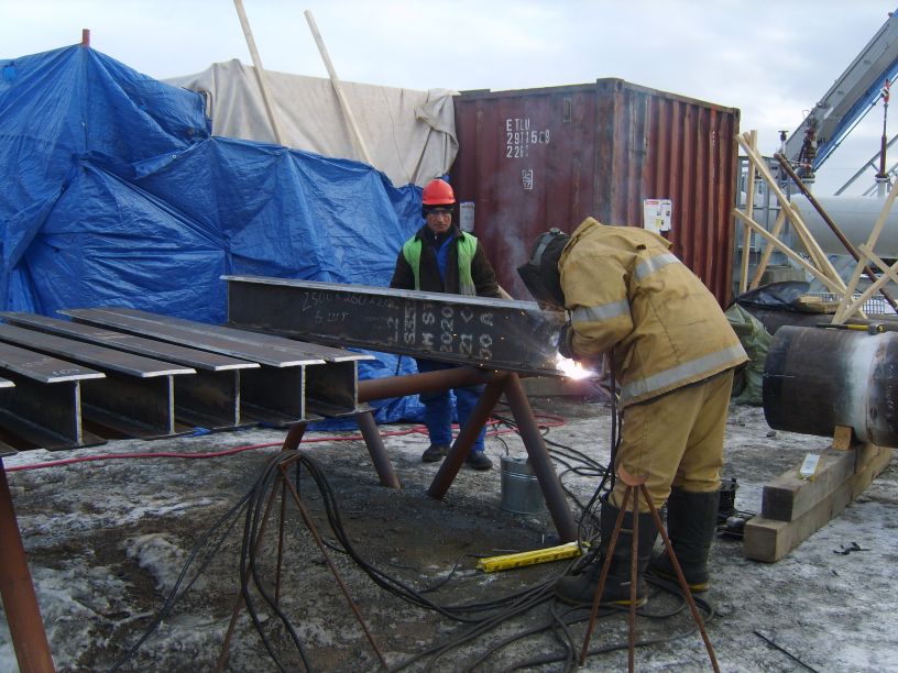 Welding on a construction site
