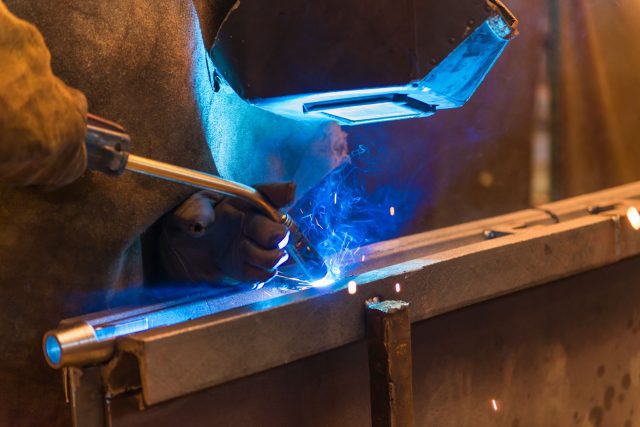 A welder is welding