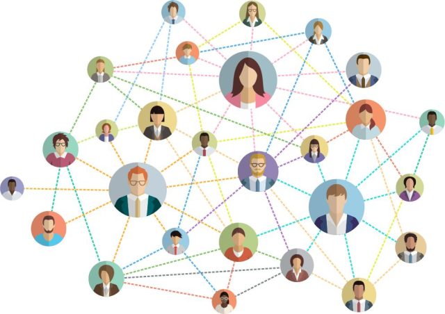 An animation of people in a network